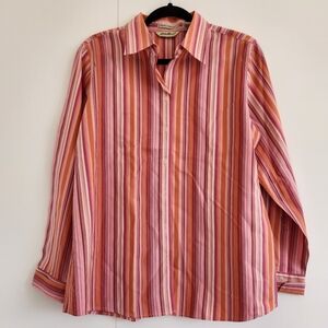 Eddie Bauer Wrinkle Resistant Button Up Shirt Women’s L Sunset Stripe